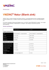 Tekniske data - VMZINC Natur